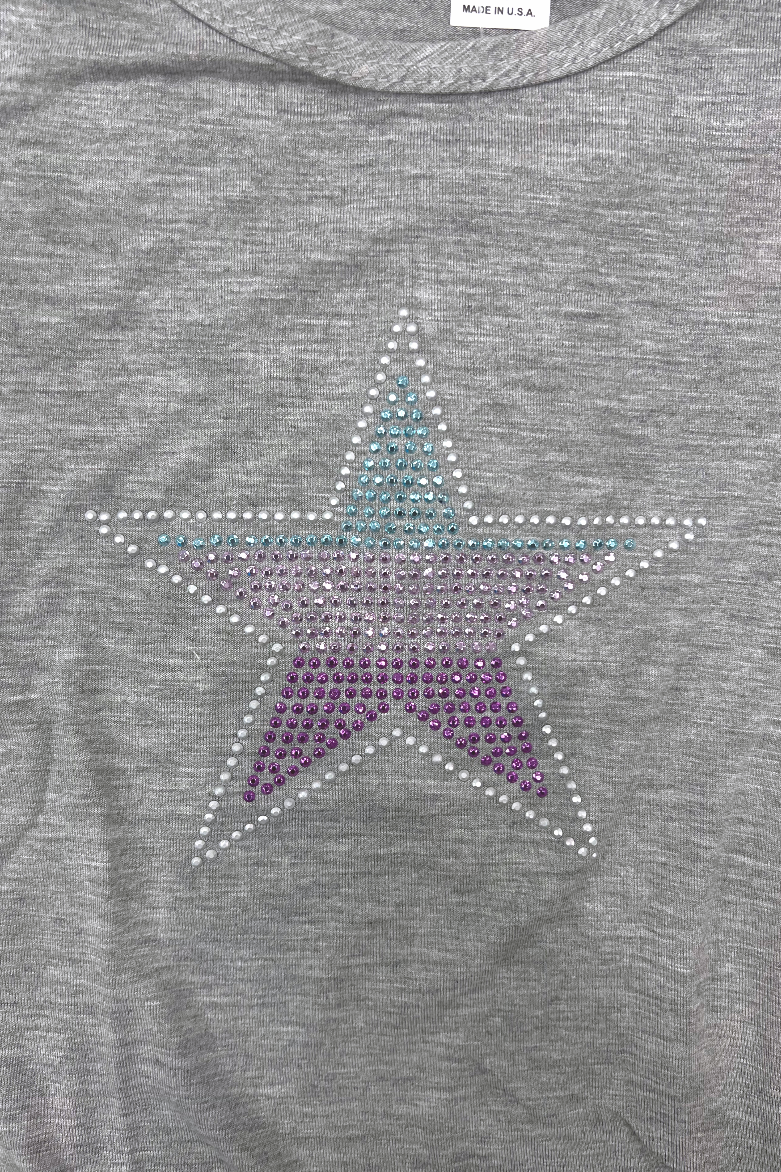 Grey Sparkling Rhinestone Ombre Star Top