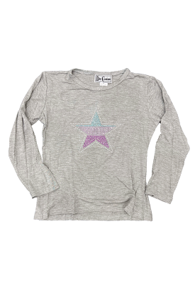 Grey Sparkling Rhinestone Ombre Star Top