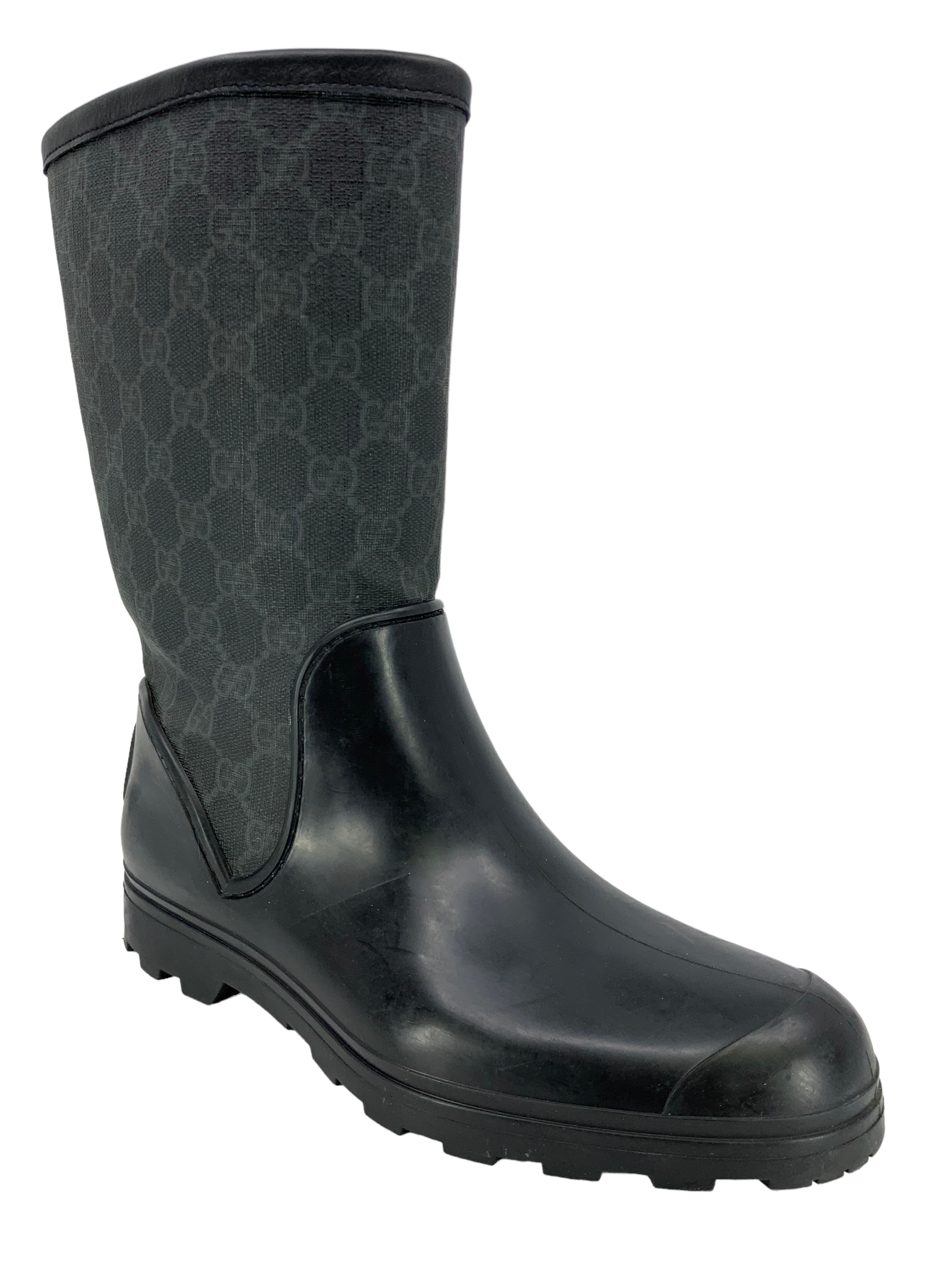 Gucci GG Monogram Canvas Rain Boots Size 9.