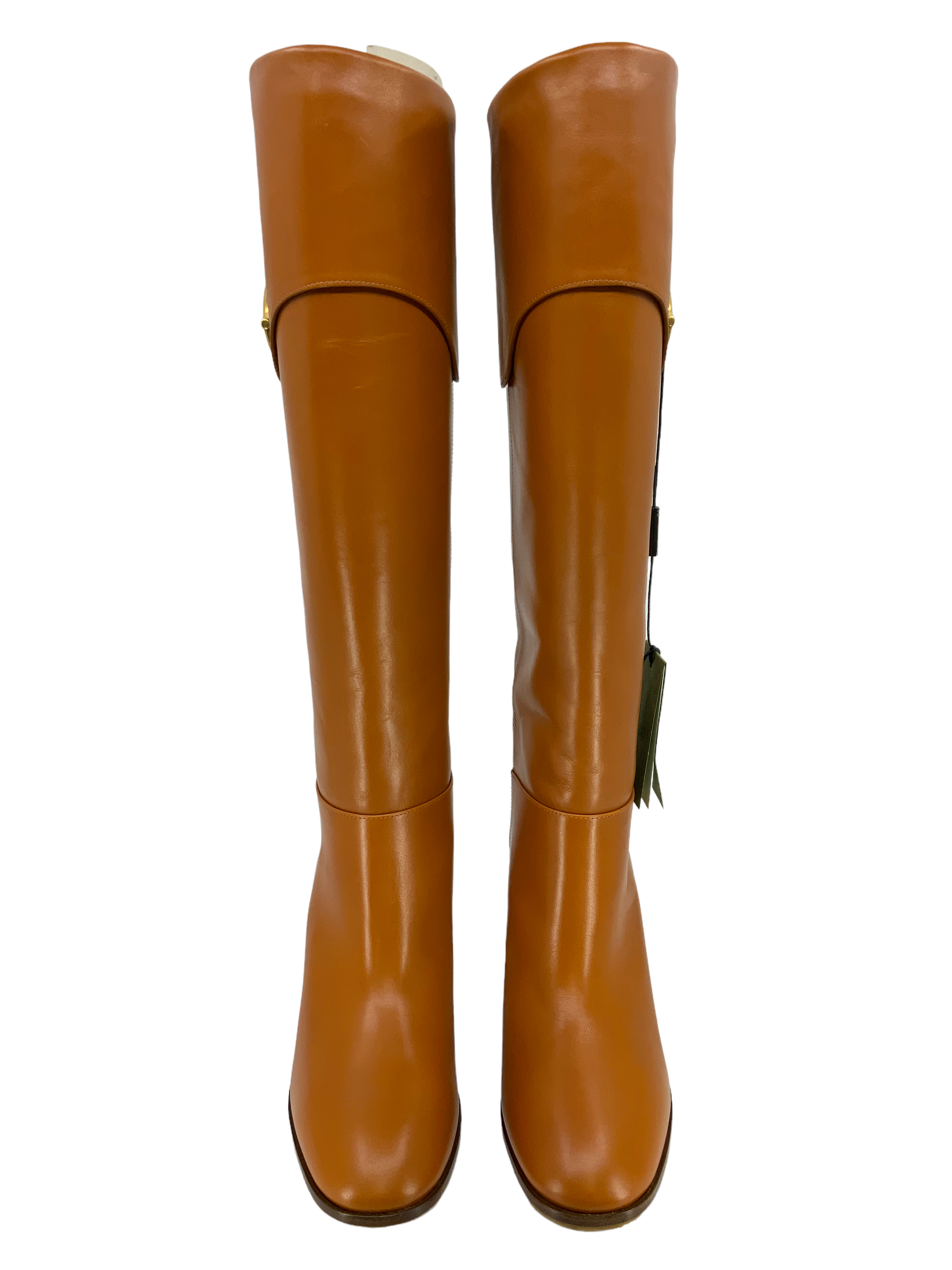 GUCCI Horsebit Leather Knee-High Boots 7.5 Size NEW