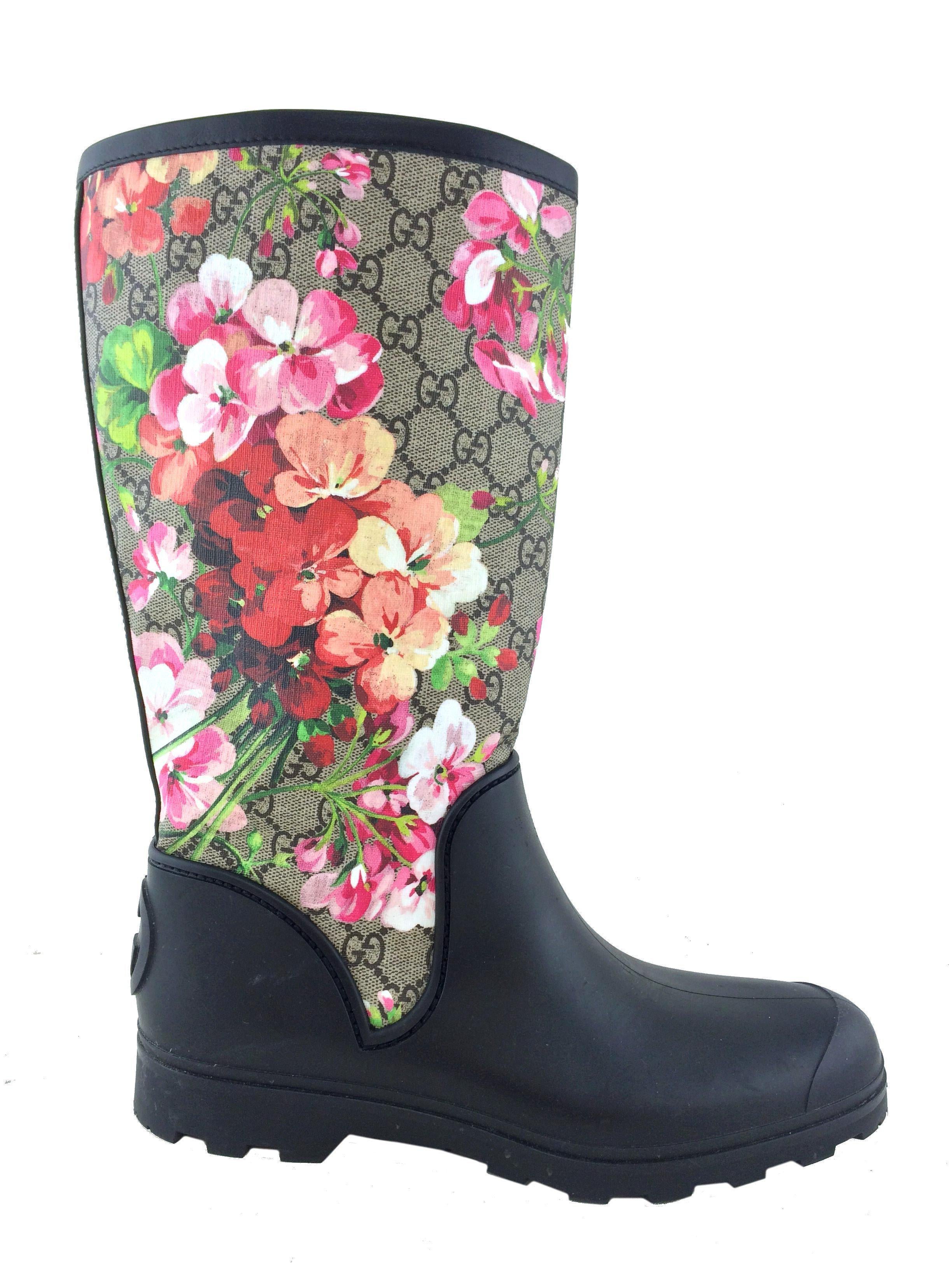 Gucci Prato GG Blooms Rain Boots 10