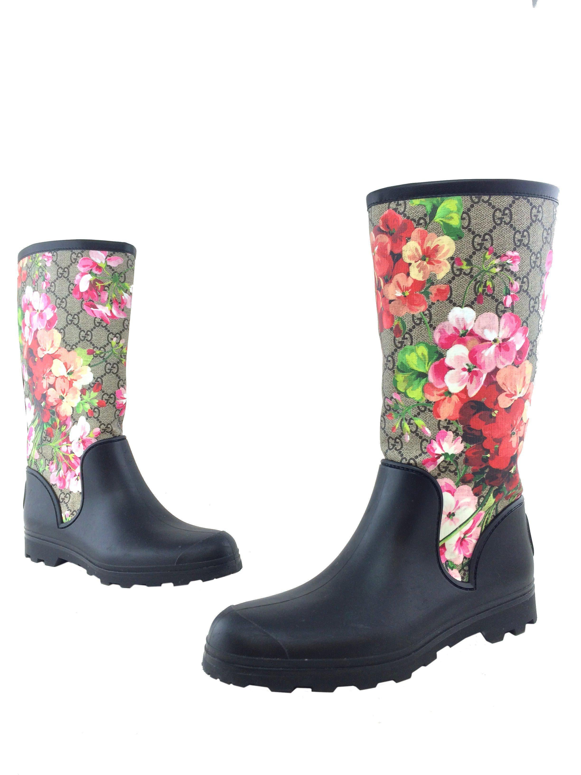 Gucci Prato GG Blooms Rain Boots 10