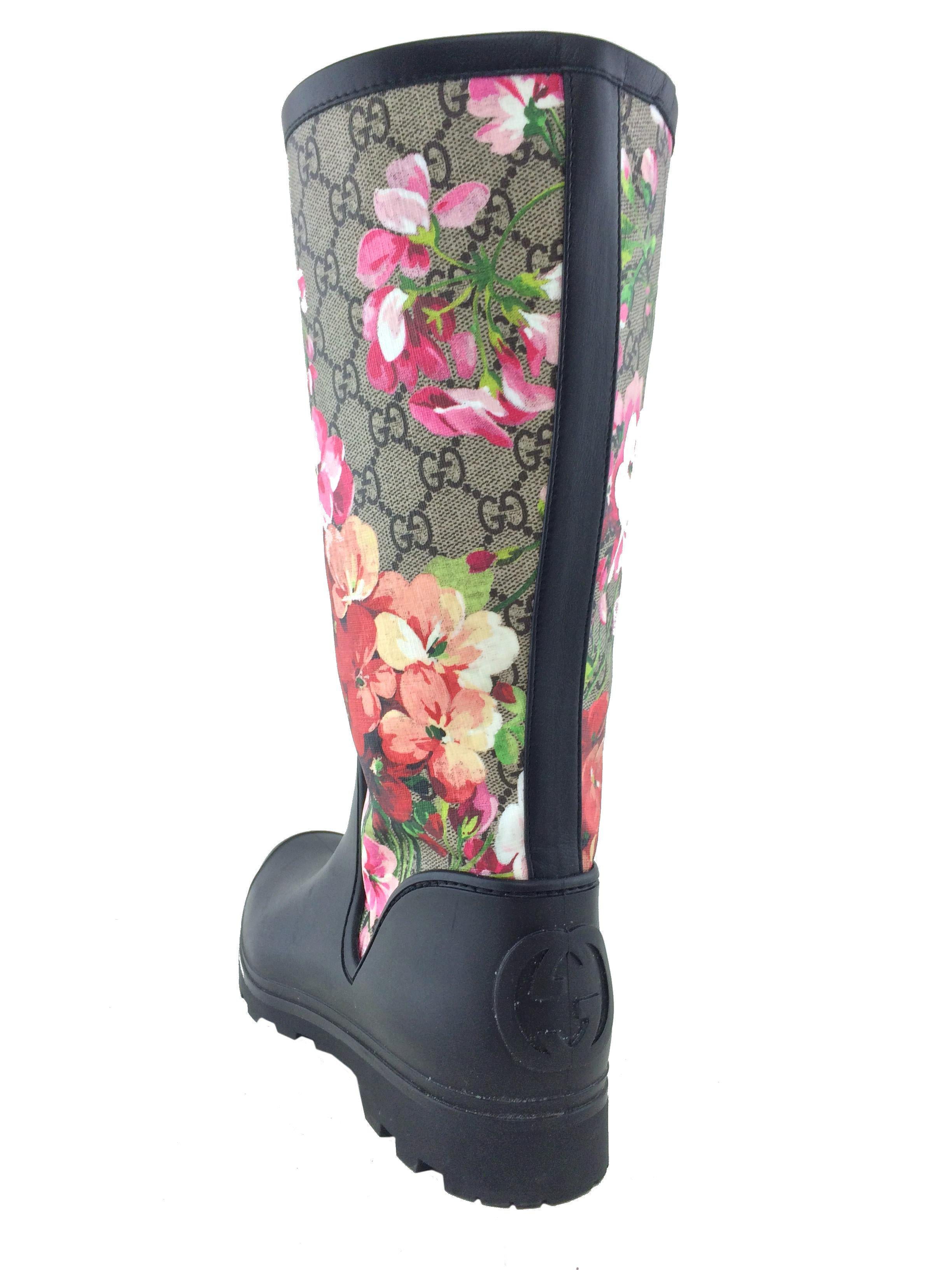 Gucci Prato GG Blooms Rain Boots 10