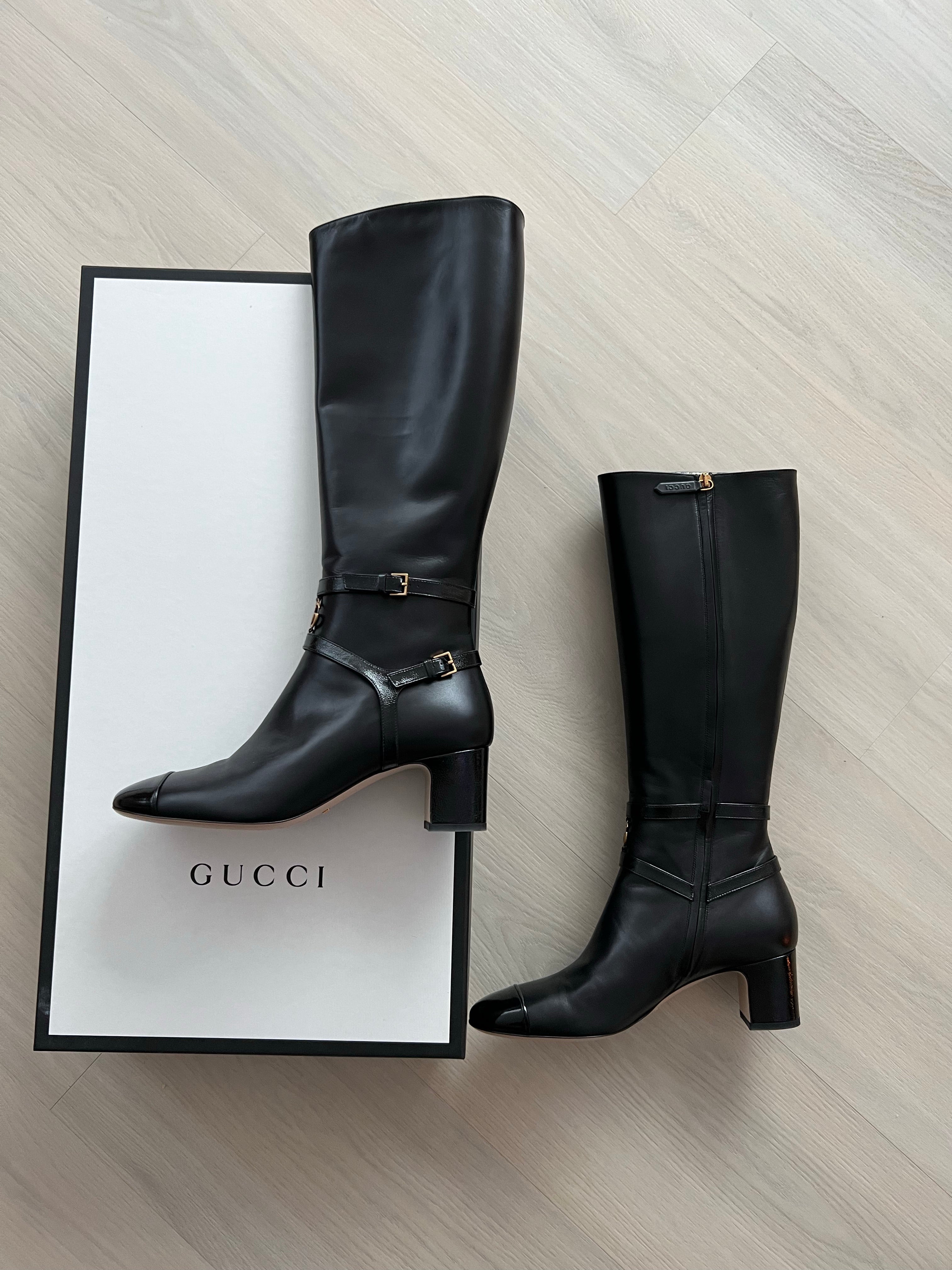 Gucci tall boots with toe cap