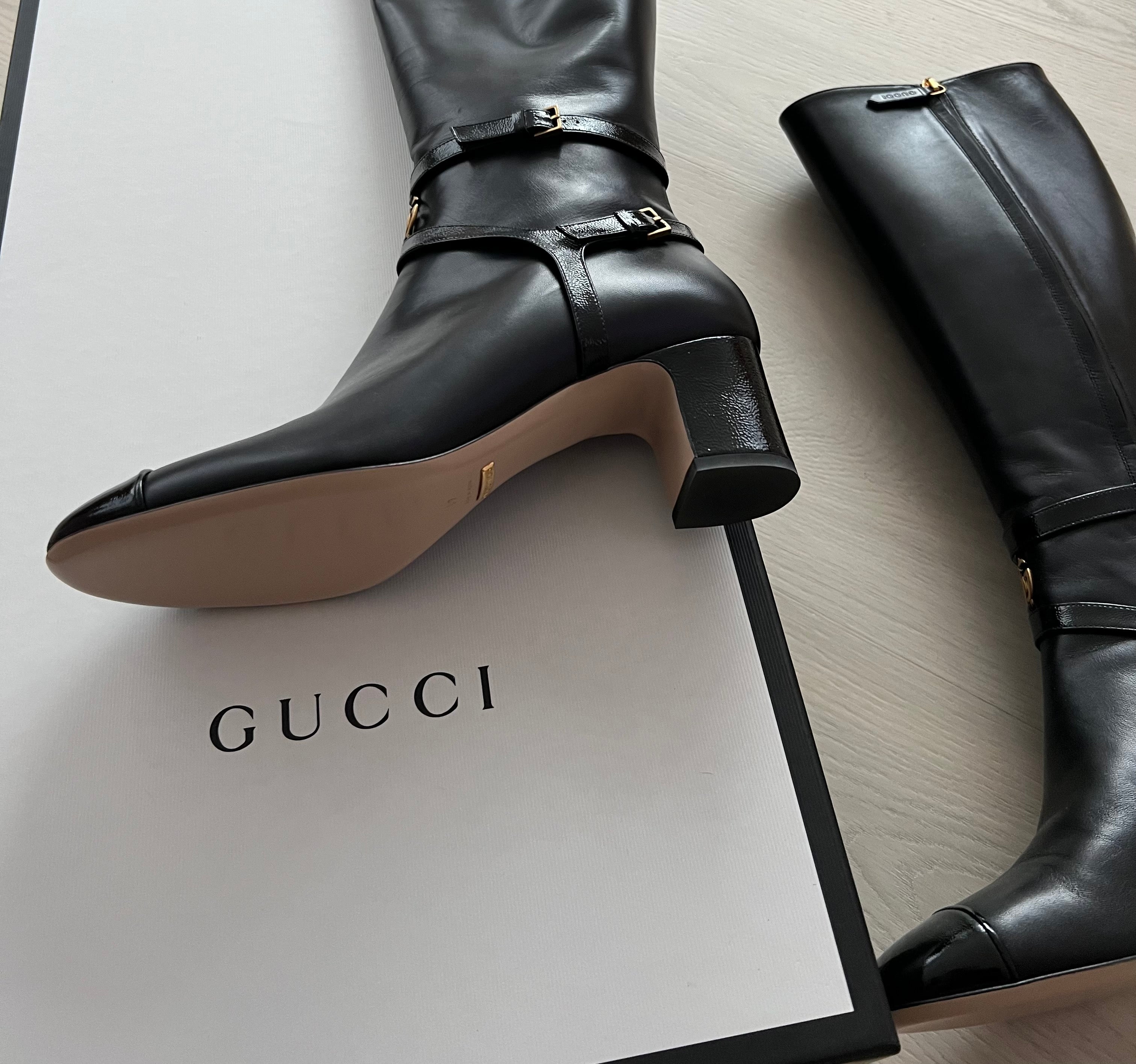 Gucci tall boots with toe cap