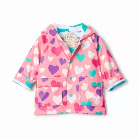 Hatley Baby Raincoat with Colourful Hearts that Change Colour