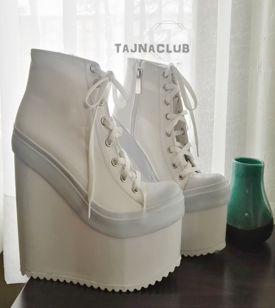 High Heel Sneaker Wedges White