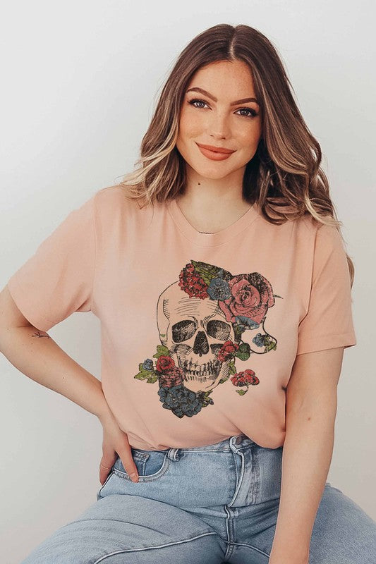 Horror Fall Flowers T-Shirt Plus Size