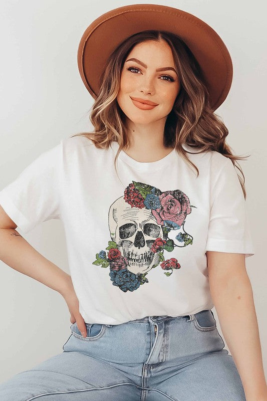 Horror Fall Flowers T-Shirt Plus Size