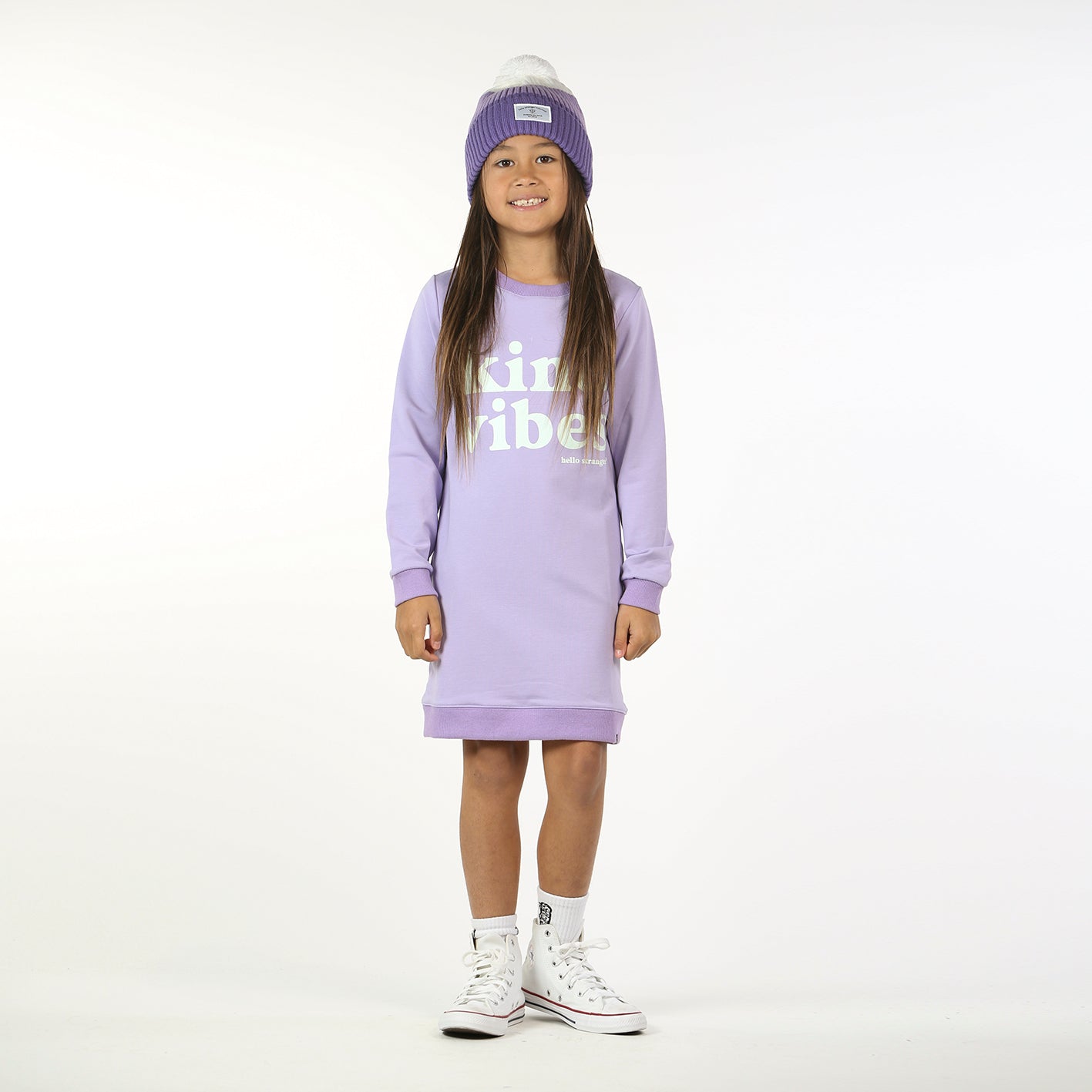 HS Kind Vibes LS Band Dress - Purple