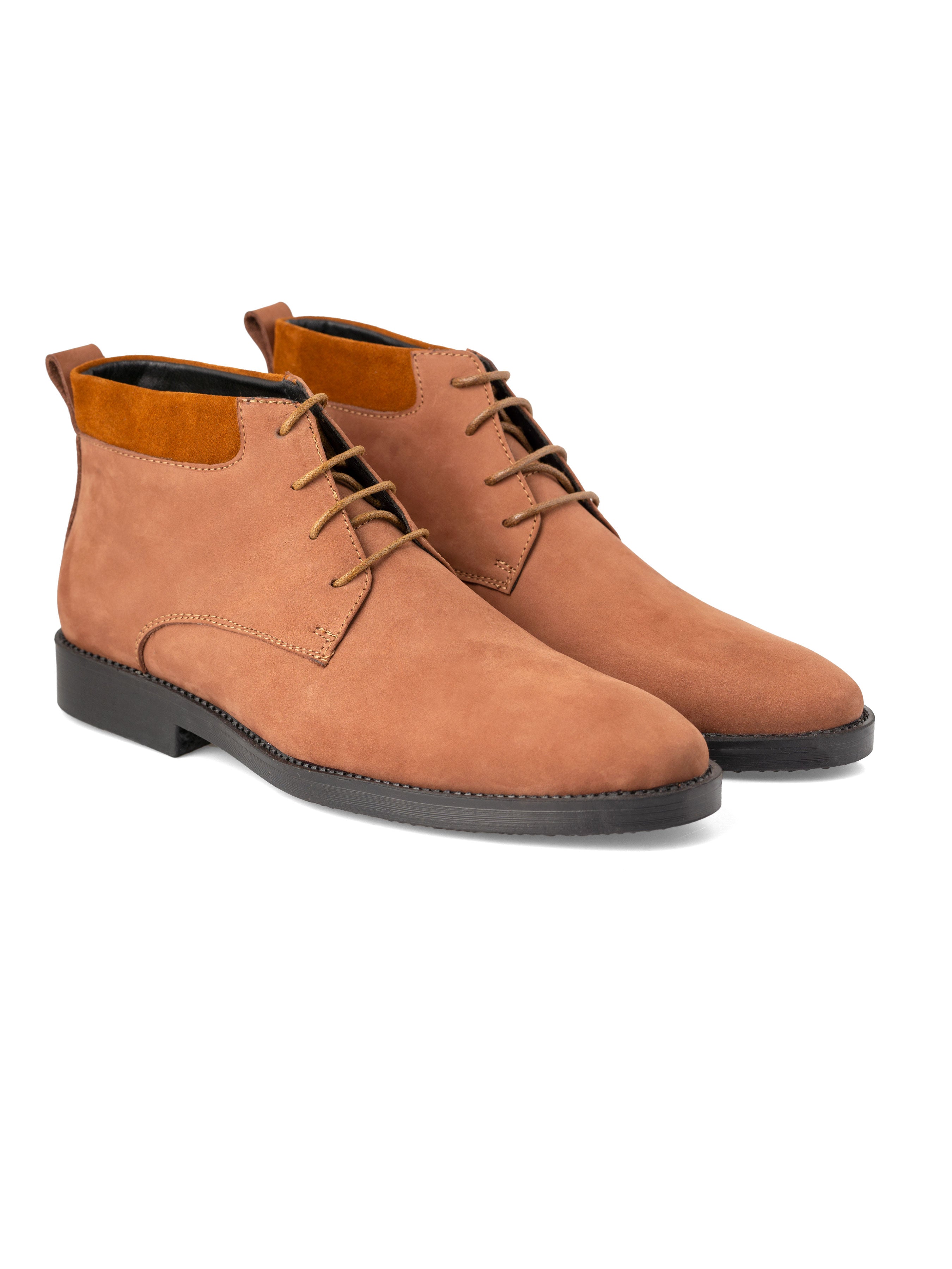 Hunter Chukka Boots - Cinnamon Brown Nubuck Leather Boots with Crepe Sole