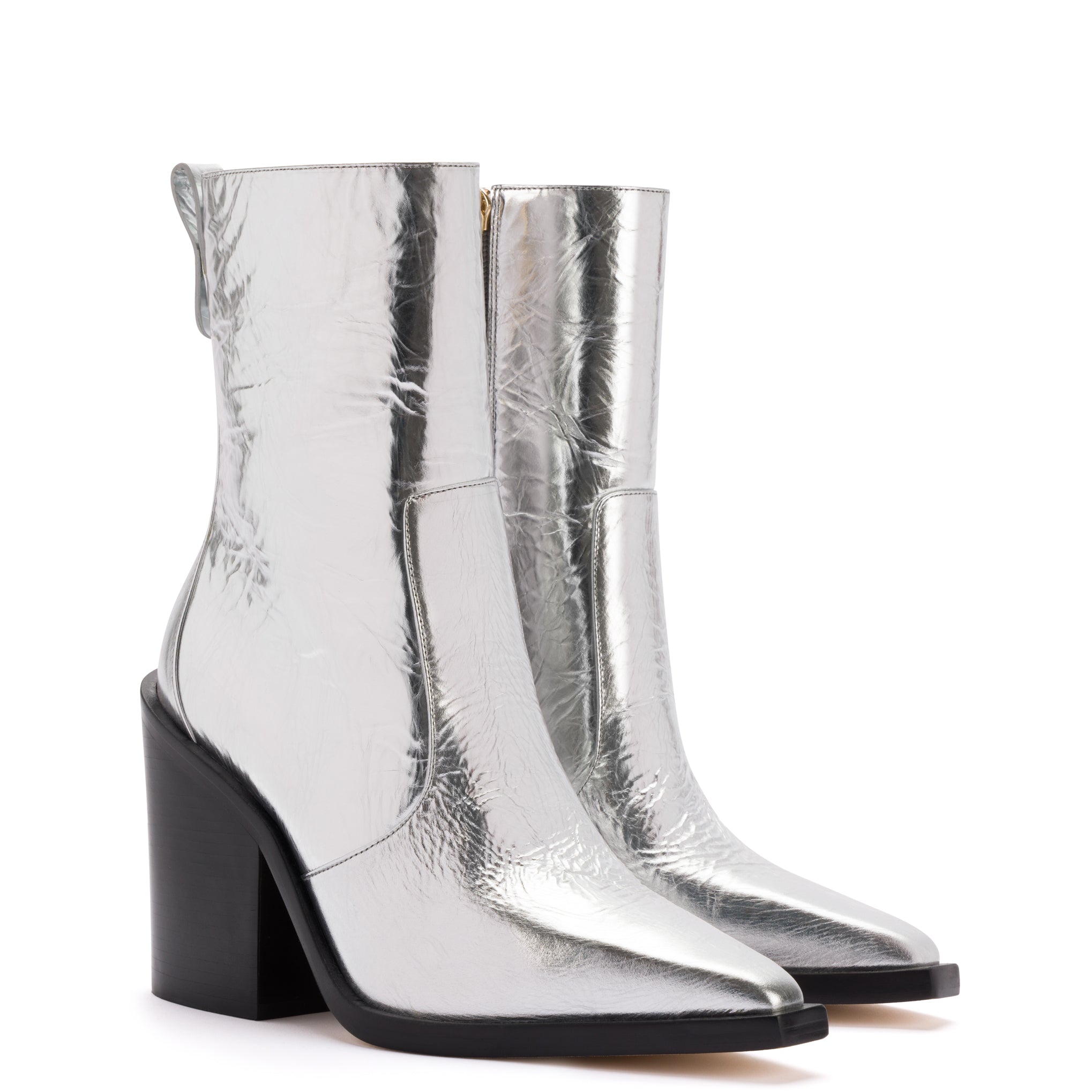 James Boot - Silver Crinkled Leather