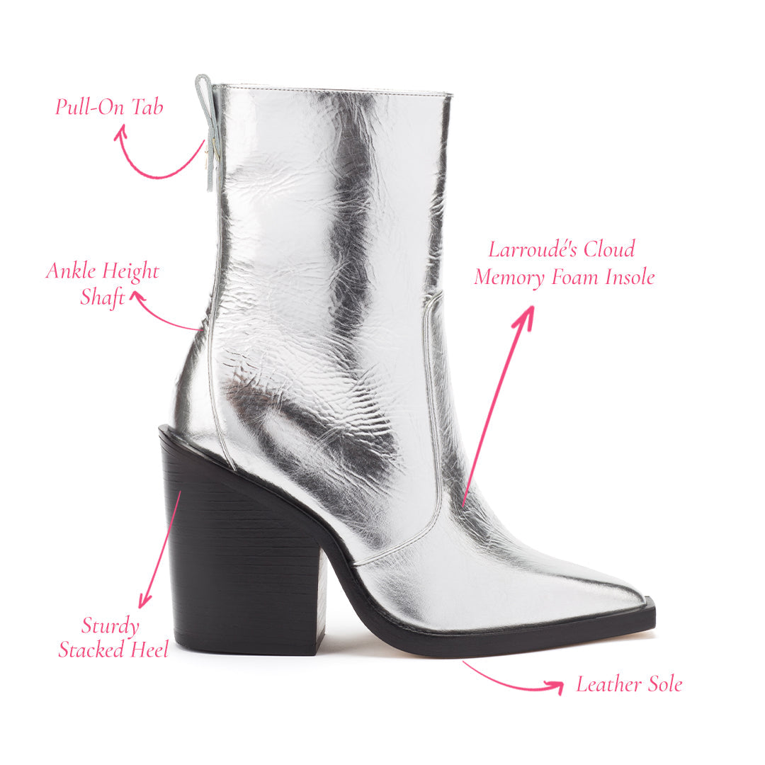 James Boot - Silver Crinkled Leather