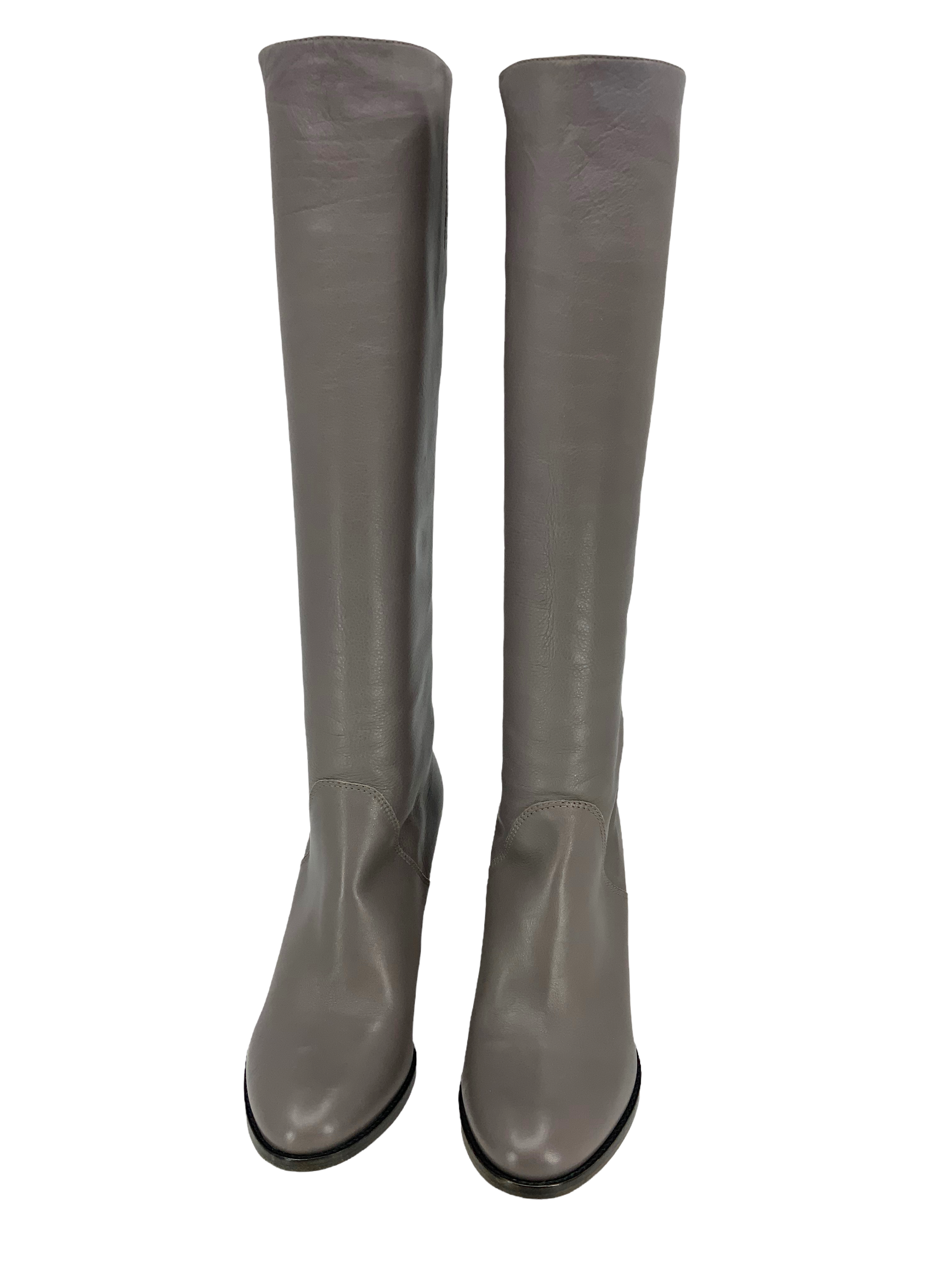 Jimmy Choo Leather Metal Heel Knee High Boots 7.5