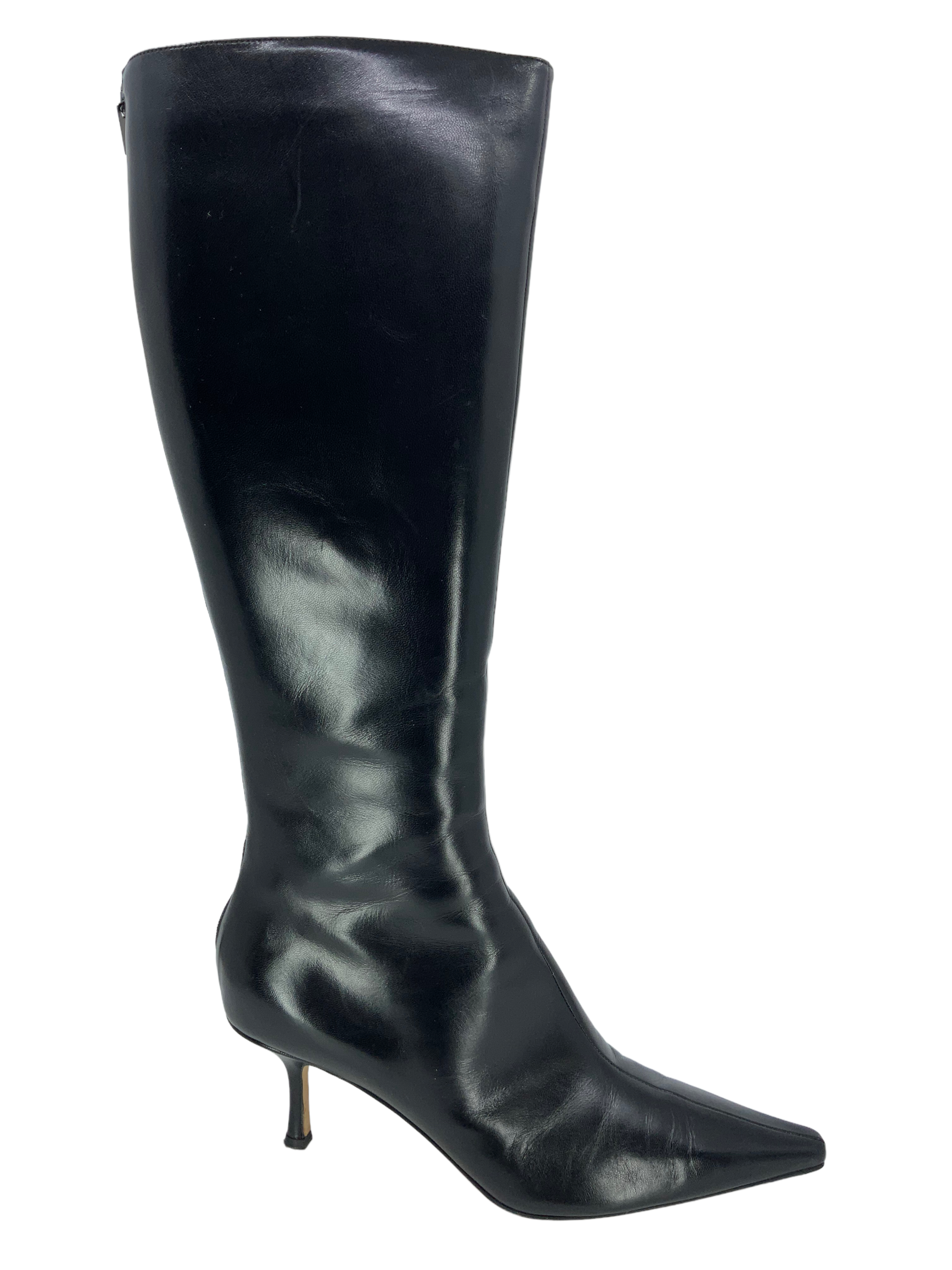 Jimmy Choo Leather Rose Mid Calf Boots Size 10.5