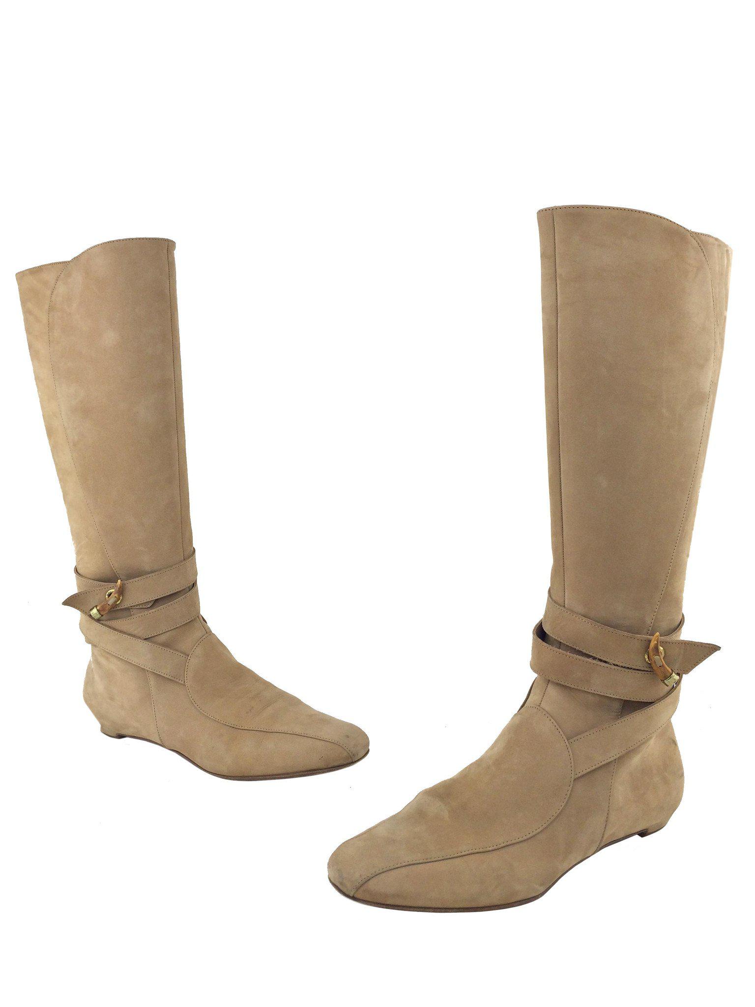 Jimmy Choo Suede Buckle Knee-High Boots Size 8.5 - Buy Online Now