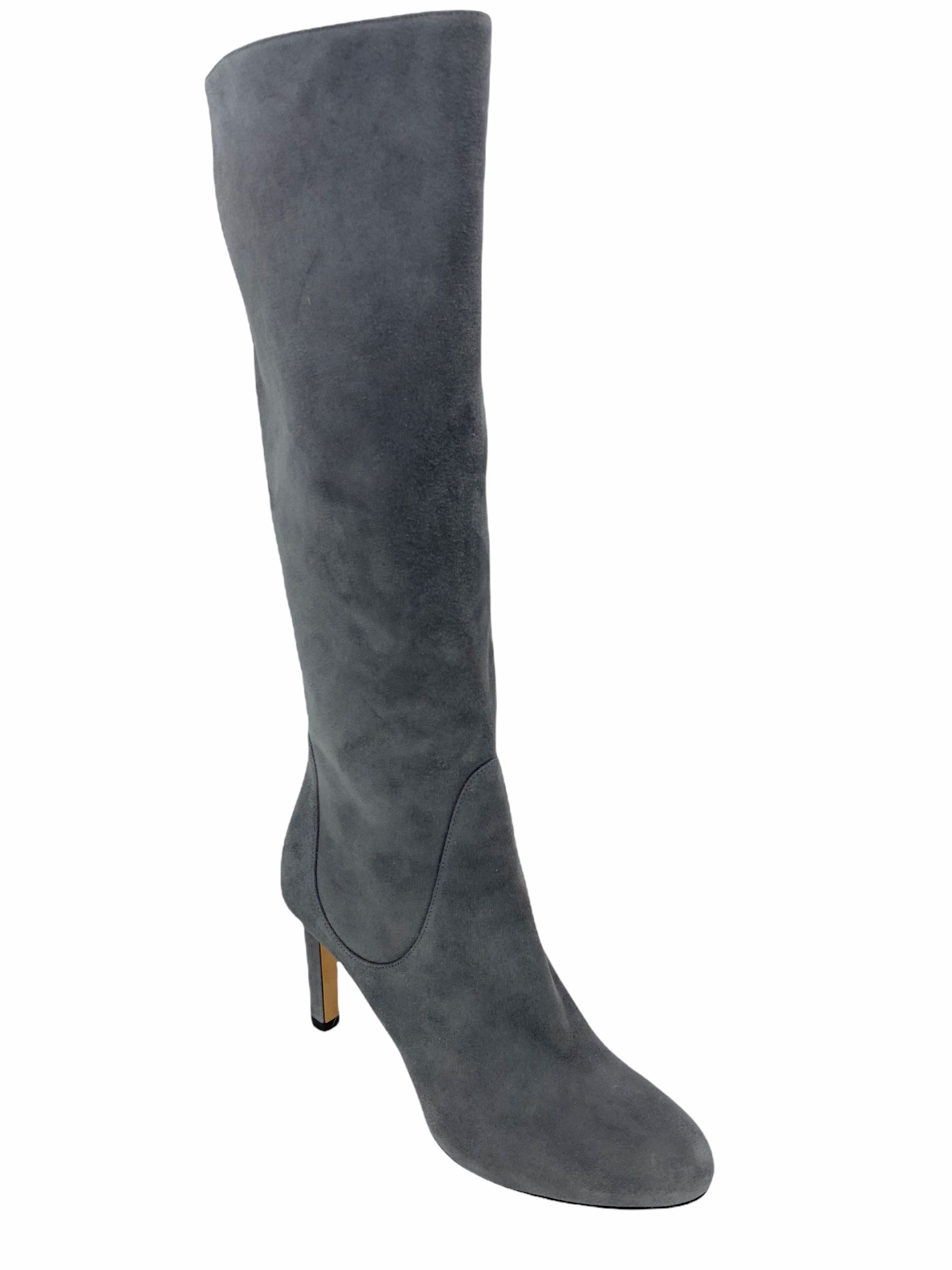 Jimmy Choo Tempe 85 Suede Mid-Calf Boots - Size 7.5