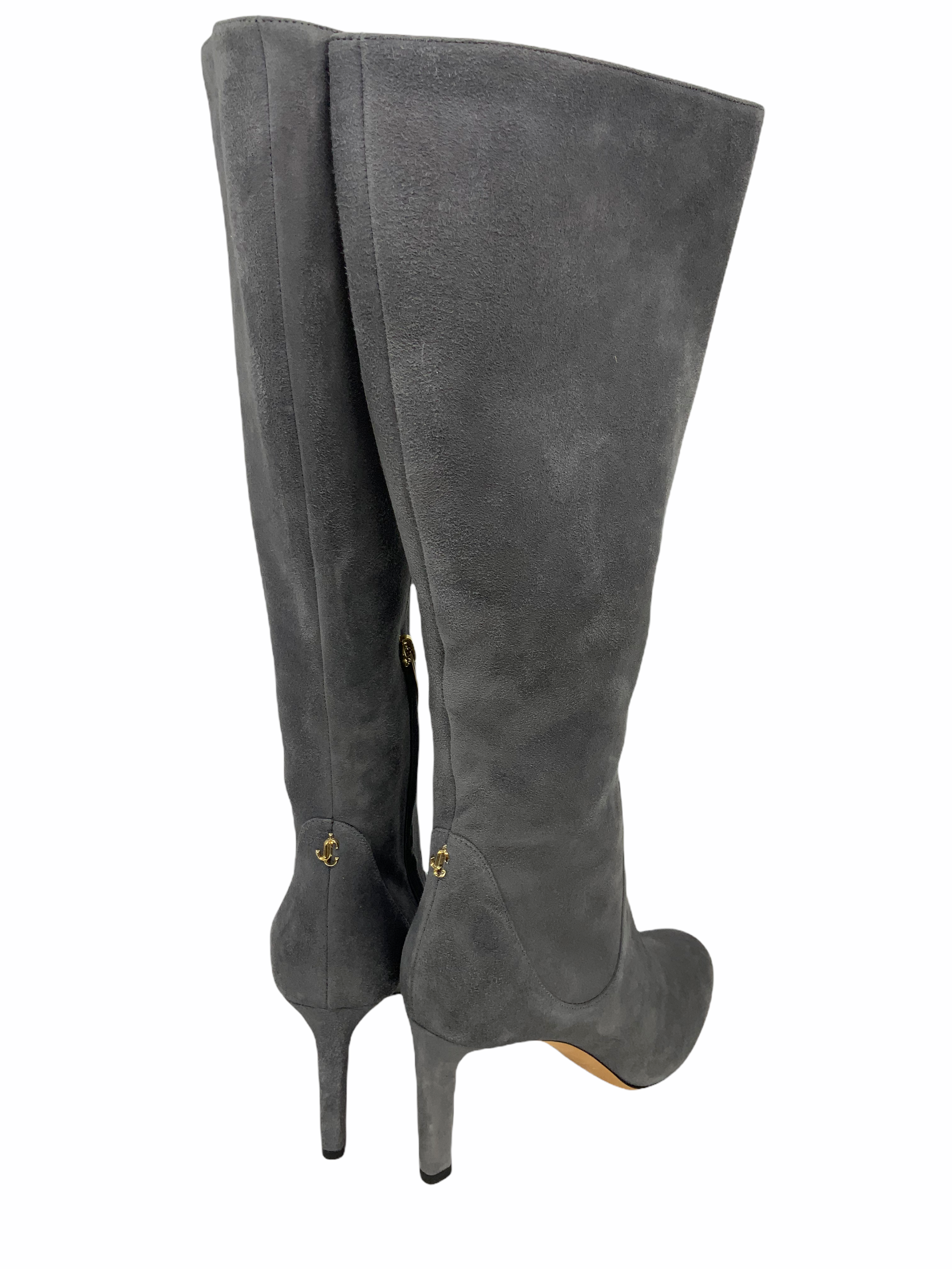 Jimmy Choo Tempe 85 Suede Mid-Calf Boots - Size 7.5