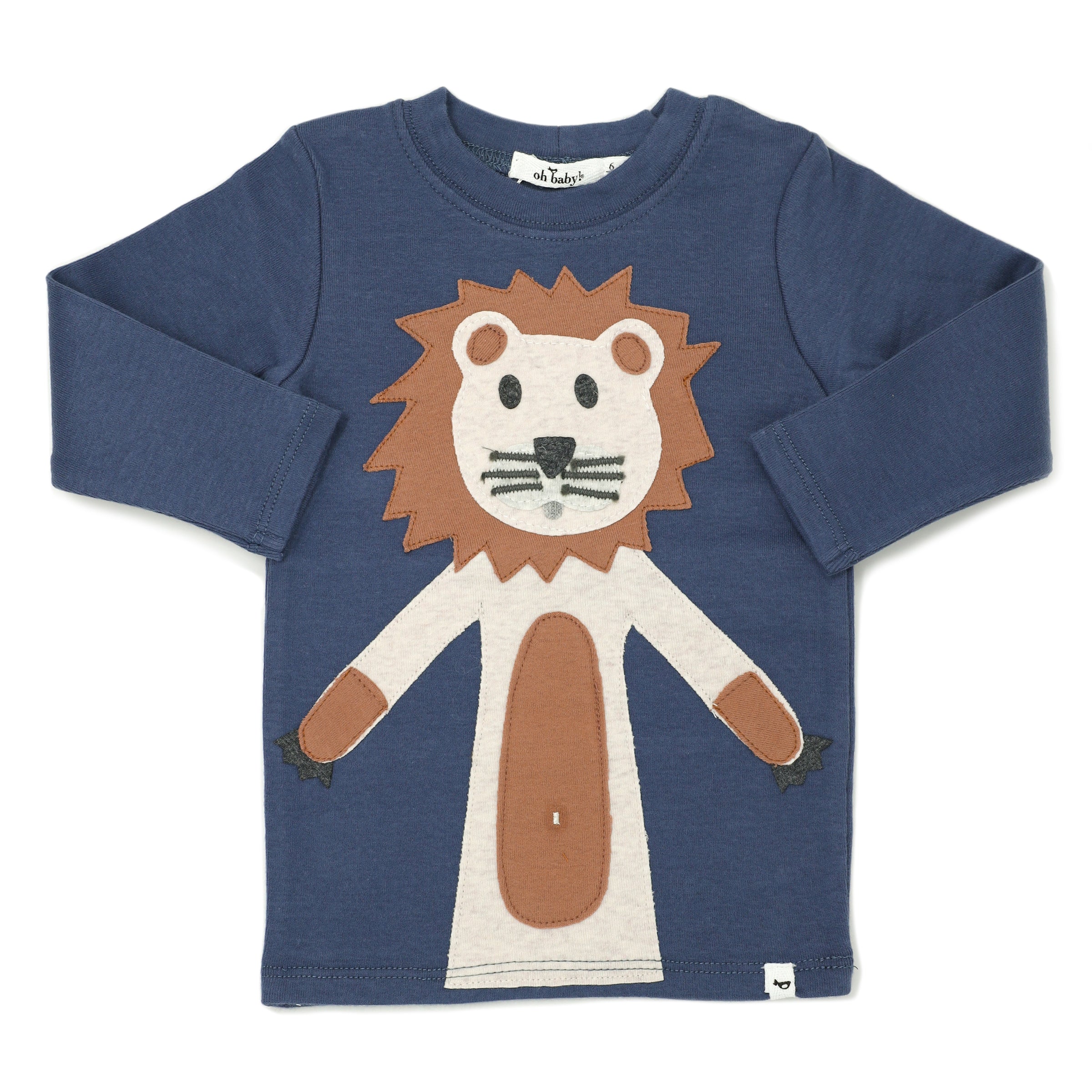 Large Lion Sand - Denim Long Sleeve Tee