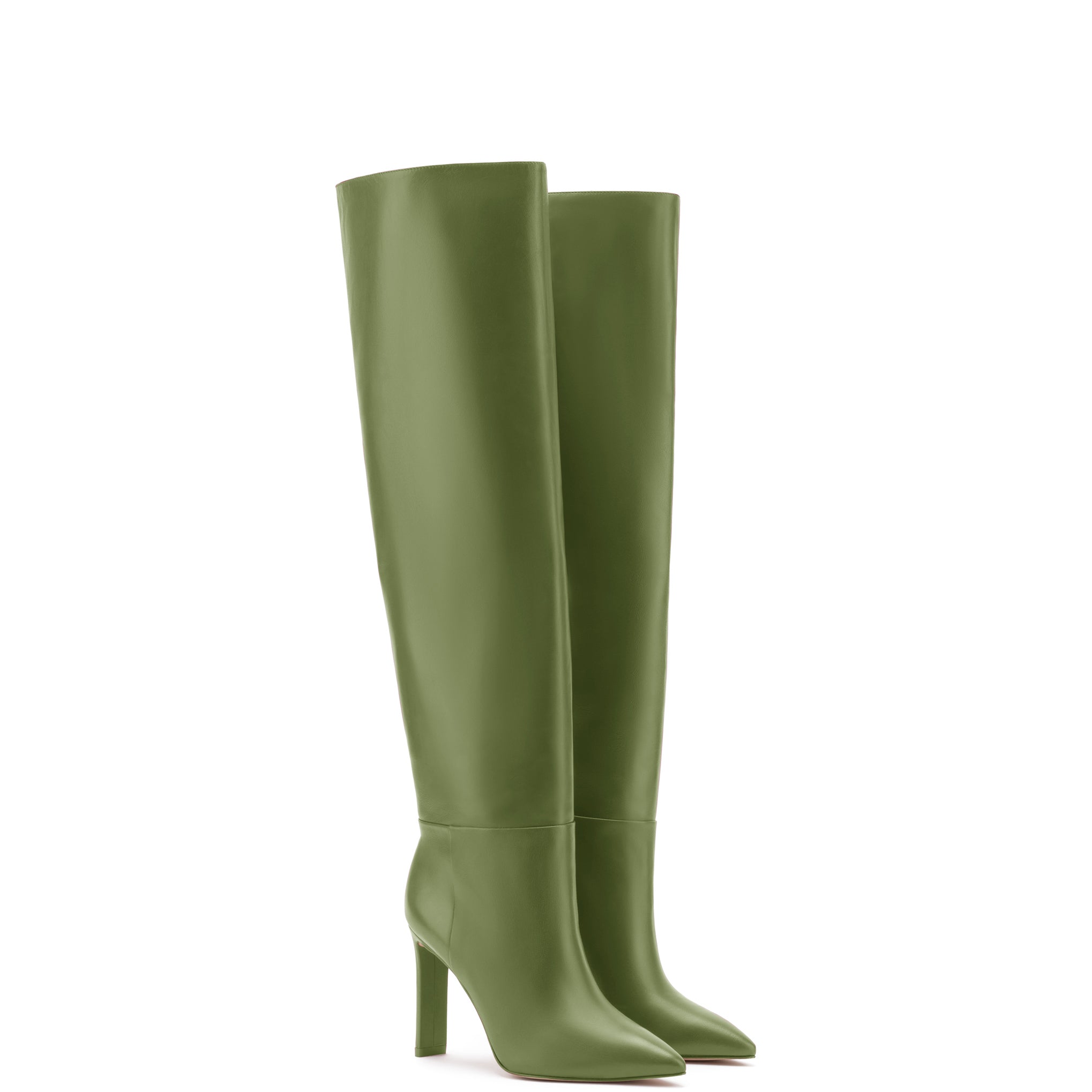 Larroudé Jennifer Fisher Olive Leather Boot