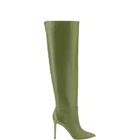 Larroudé Jennifer Fisher Olive Leather Boot