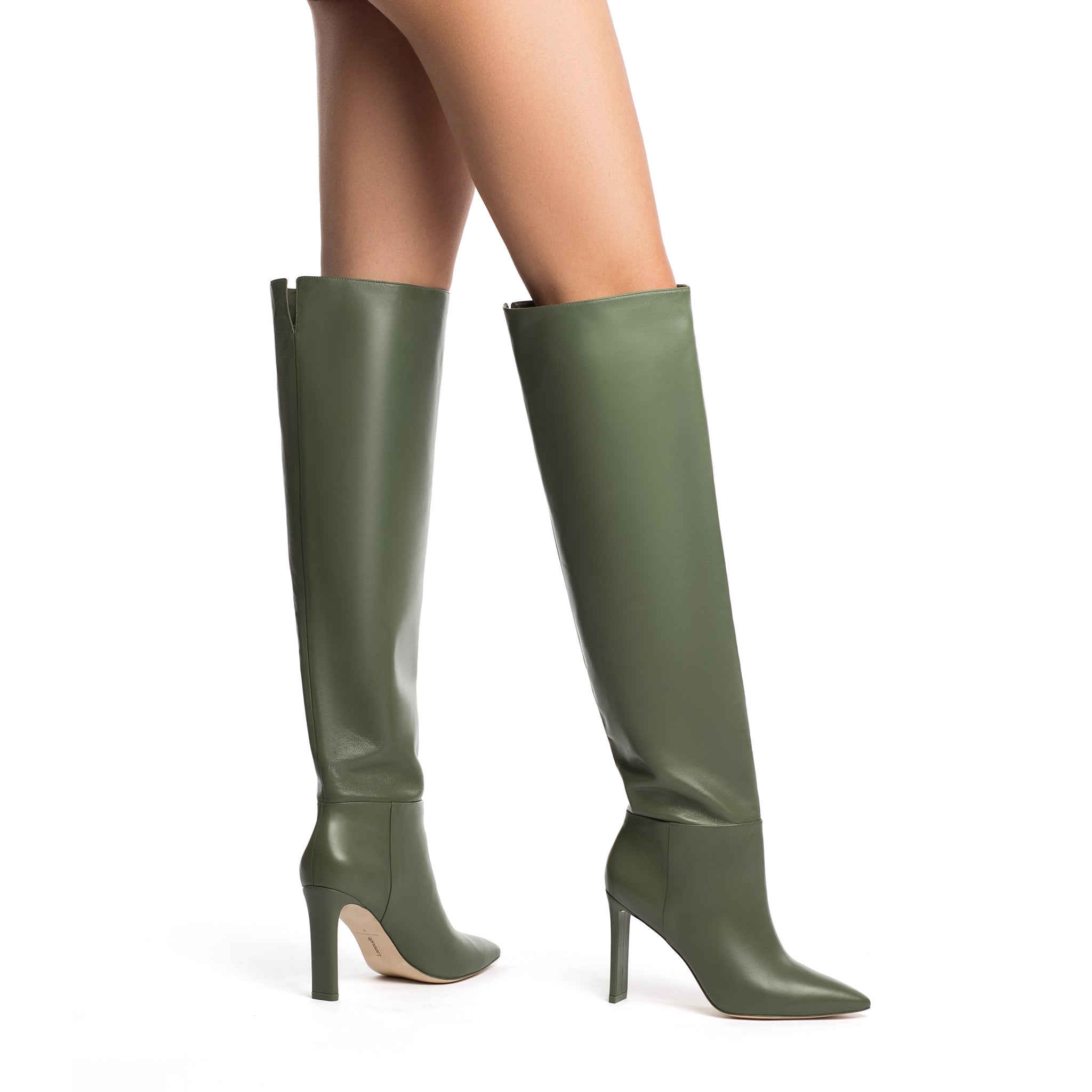 Larroudé Jennifer Fisher Olive Leather Boot