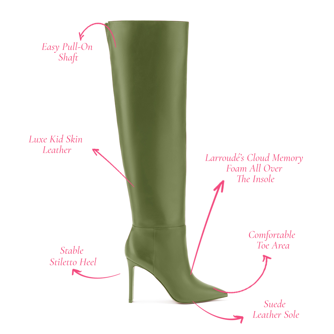 Larroudé Jennifer Fisher Olive Leather Boot