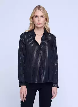 Laurent Shirt Black Gold Stripe