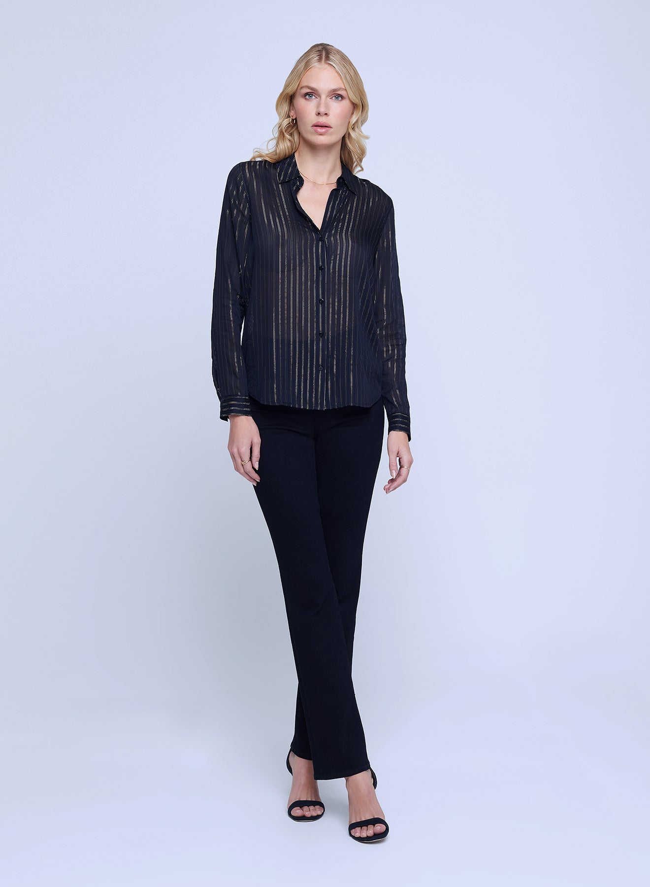 Laurent Shirt Black Gold Stripe