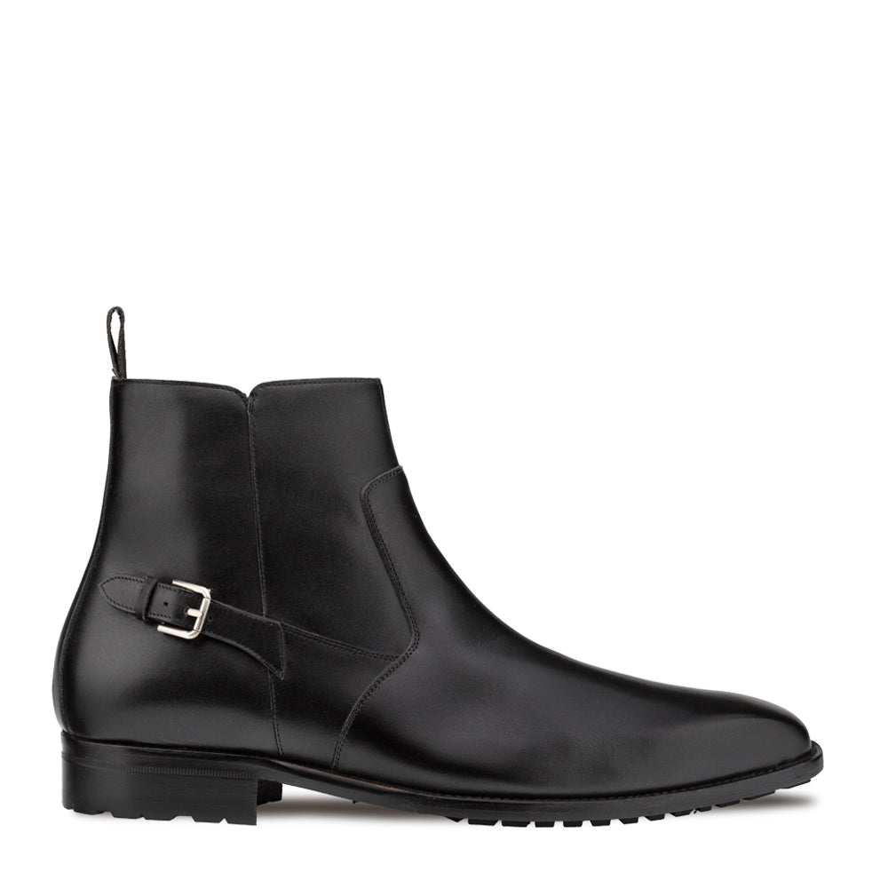 Leather Ankle Boot with Side Buckle