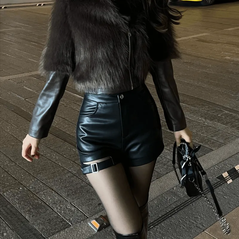 Leather Gothic High Waist Shorts