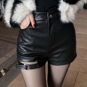 Leather Gothic High Waist Shorts