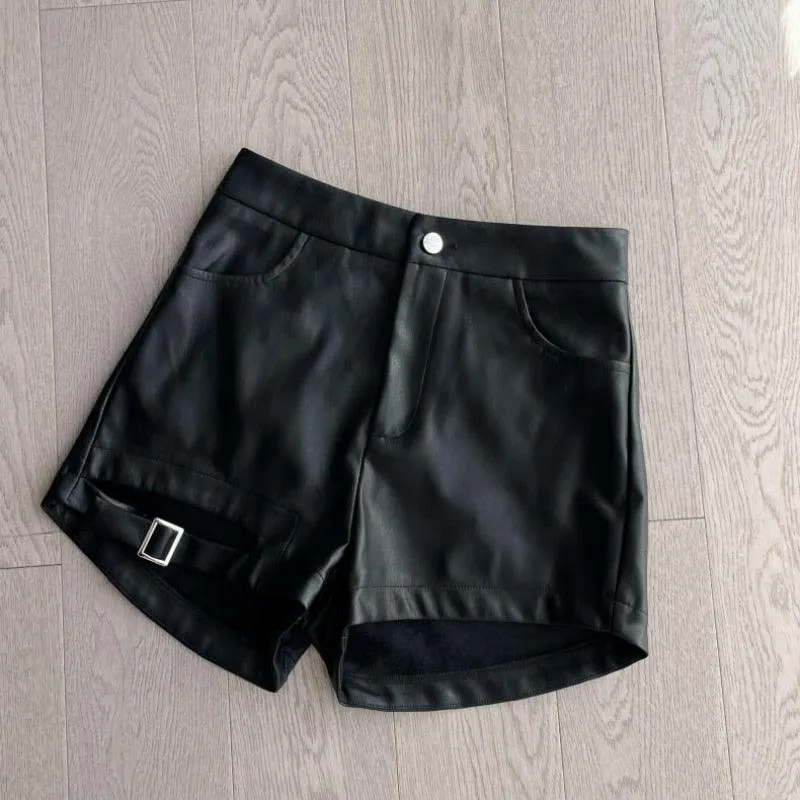 Leather Gothic High Waist Shorts