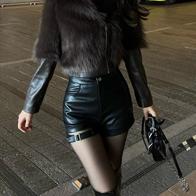 Leather Gothic High Waist Shorts