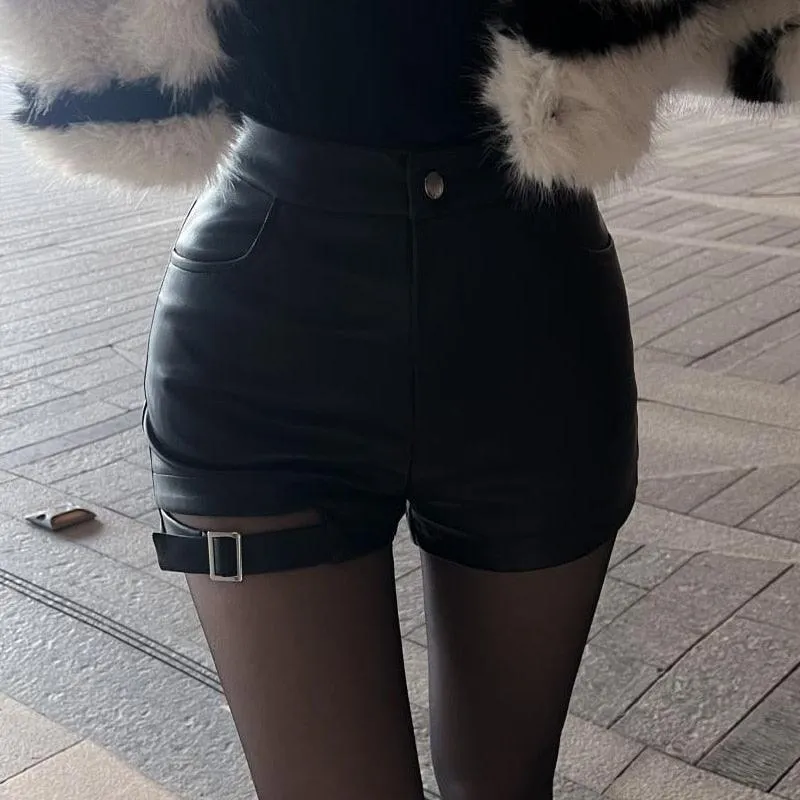 Leather Gothic High Waist Shorts