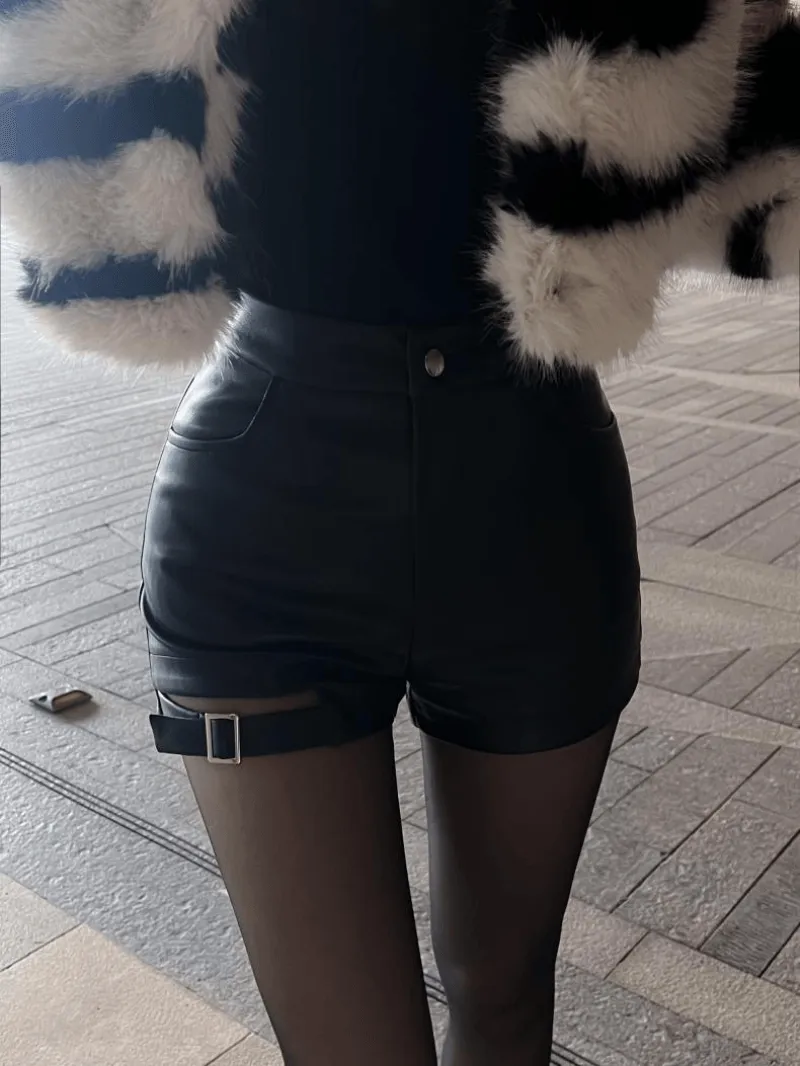 Leather Gothic High Waist Shorts