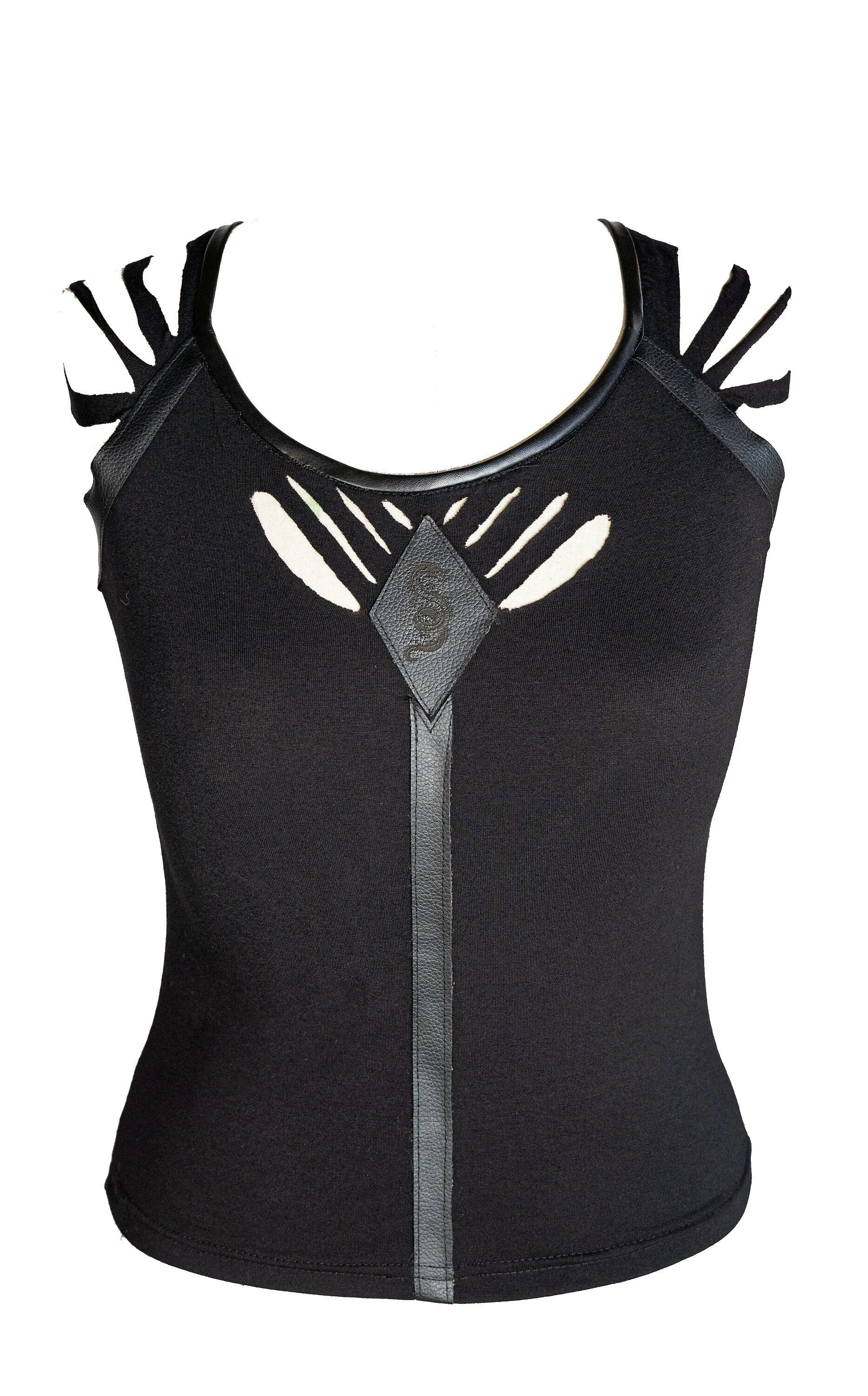 Leather harness engraved cut out tank top