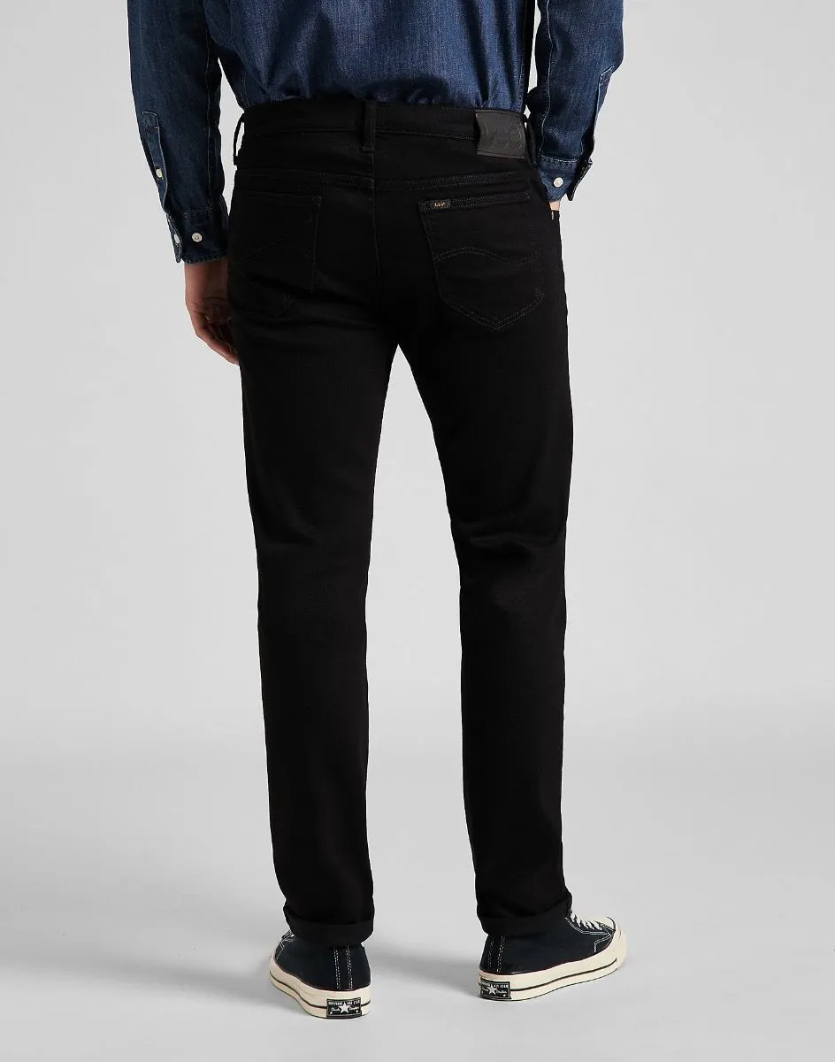 Clean Black Lee Rider Regular Slim Stretch Denim Jeans