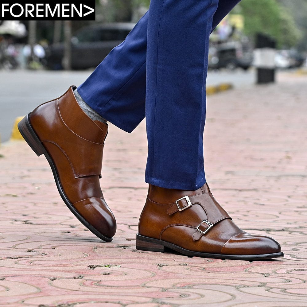 Leo Brown Double Monk Boots