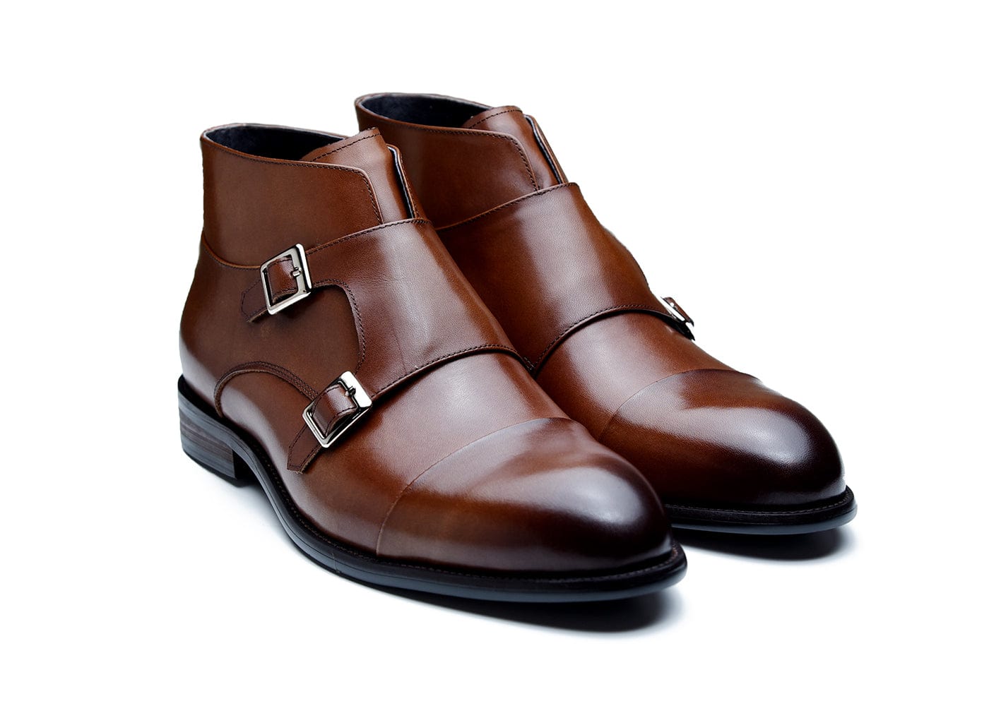 Leo Brown Double Monk Boots