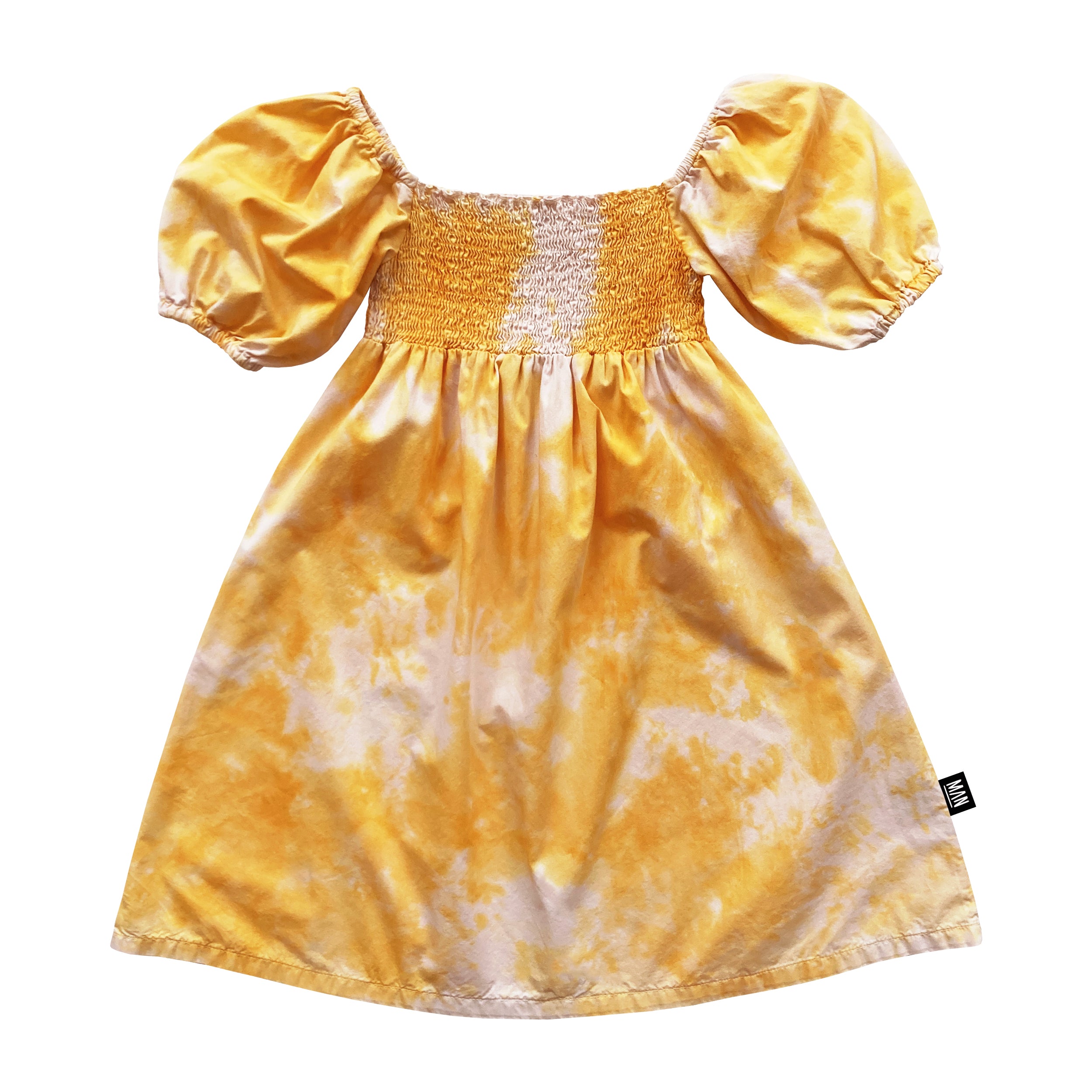 LMH Sunset Gold Tie Dye Smocked Dress => Sunset Gold Tie Dye Smocked Dress in LMH