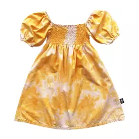 LMH Sunset Gold Tie Dye Smocked Dress => Sunset Gold Tie Dye Smocked Dress in LMH