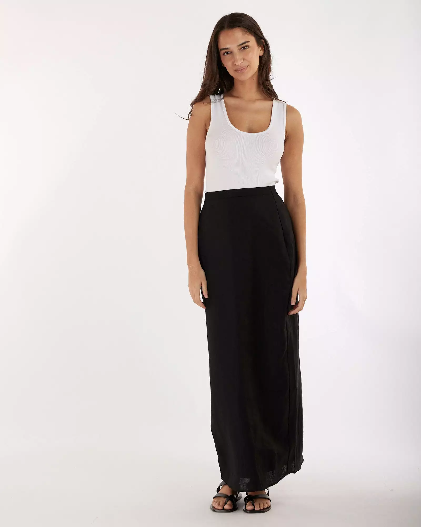 Mabel Black Linen Skirt