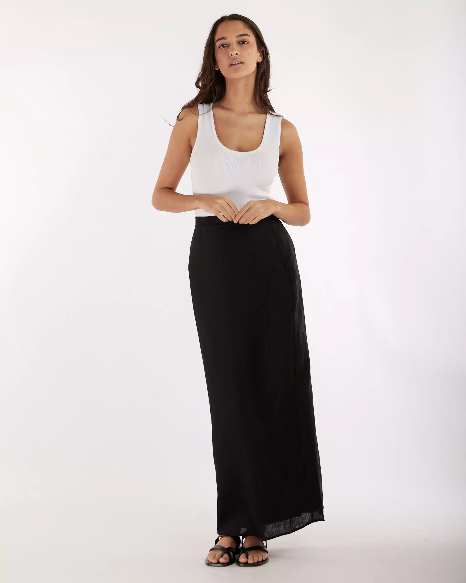 Mabel Black Linen Skirt