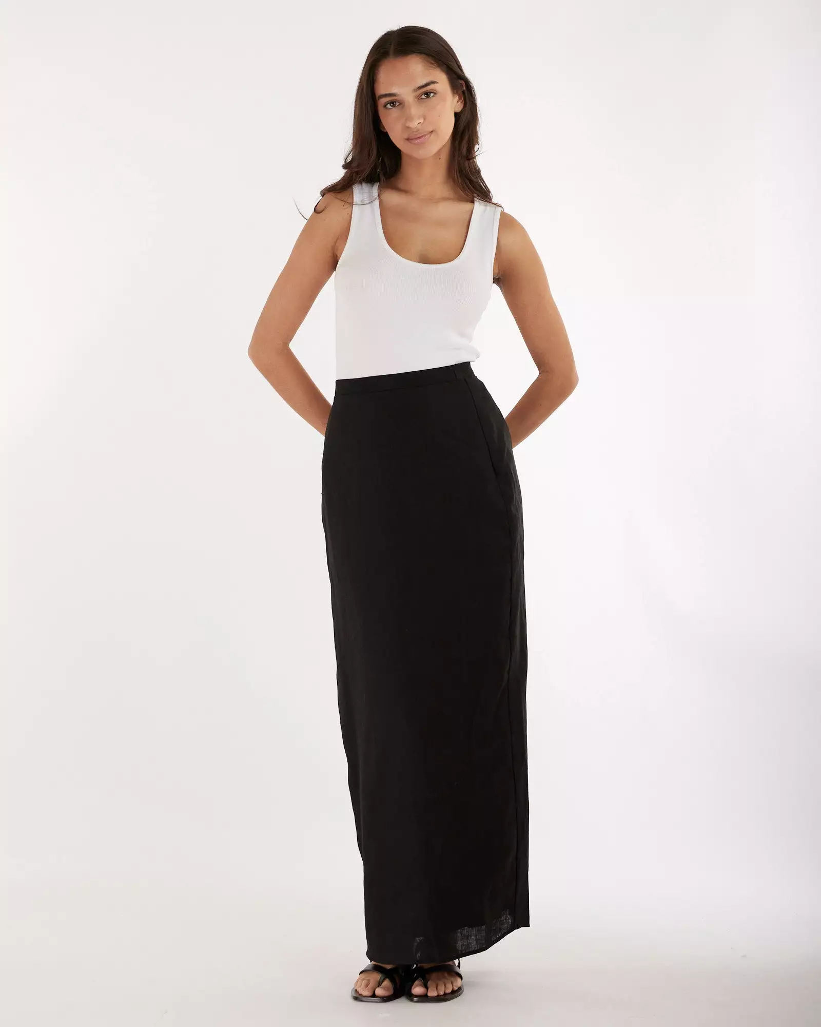 Mabel Black Linen Skirt