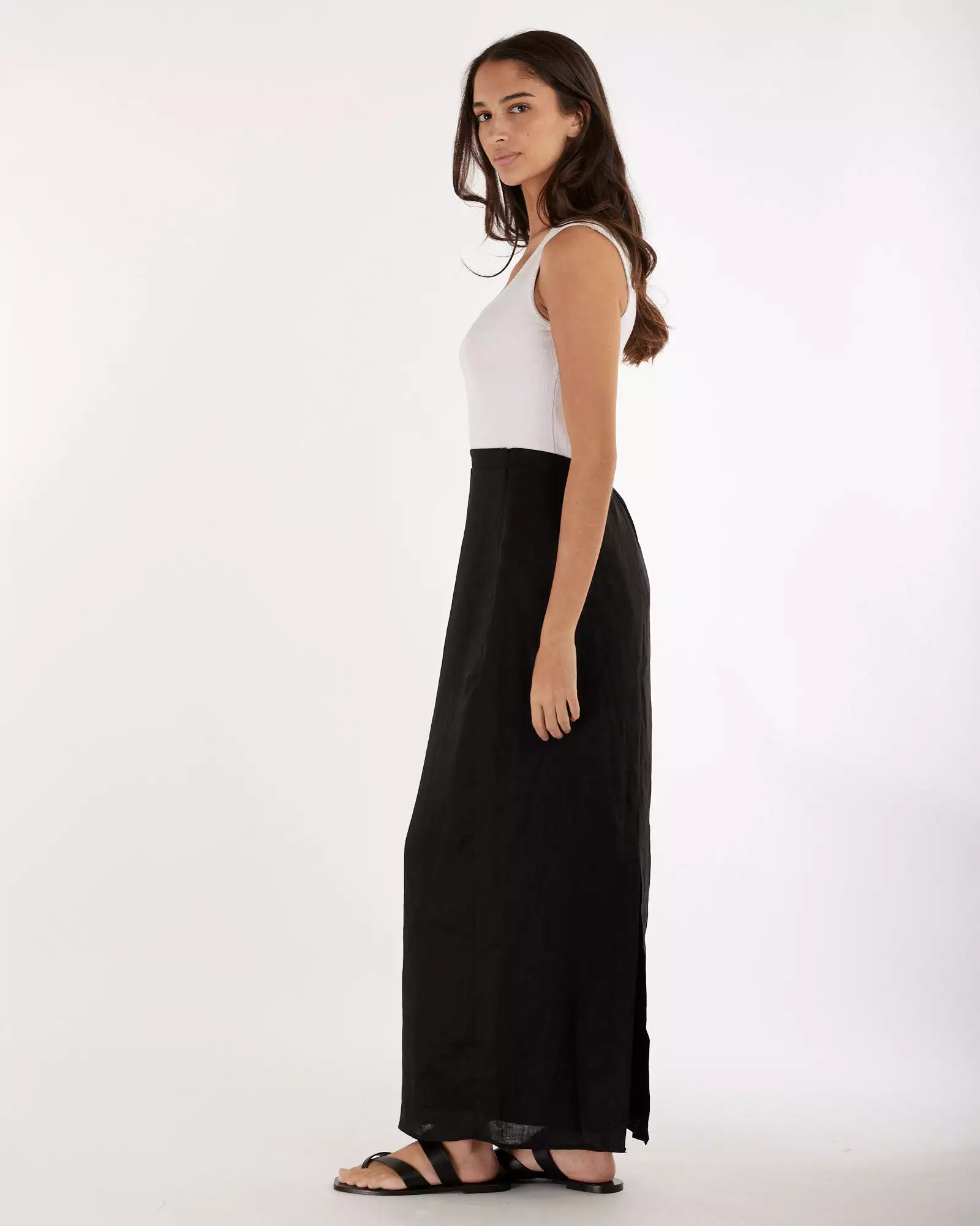 Mabel Black Linen Skirt