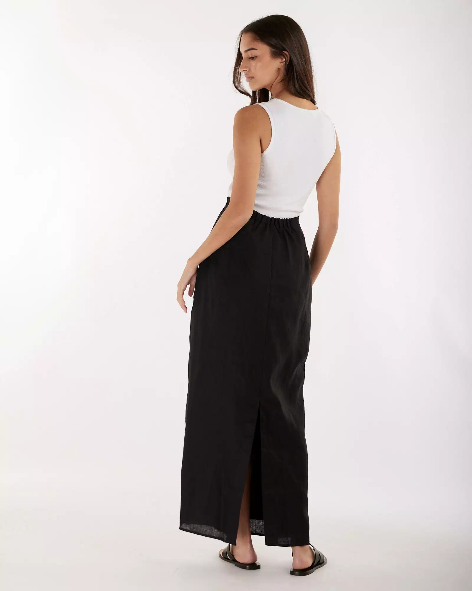 Mabel Black Linen Skirt