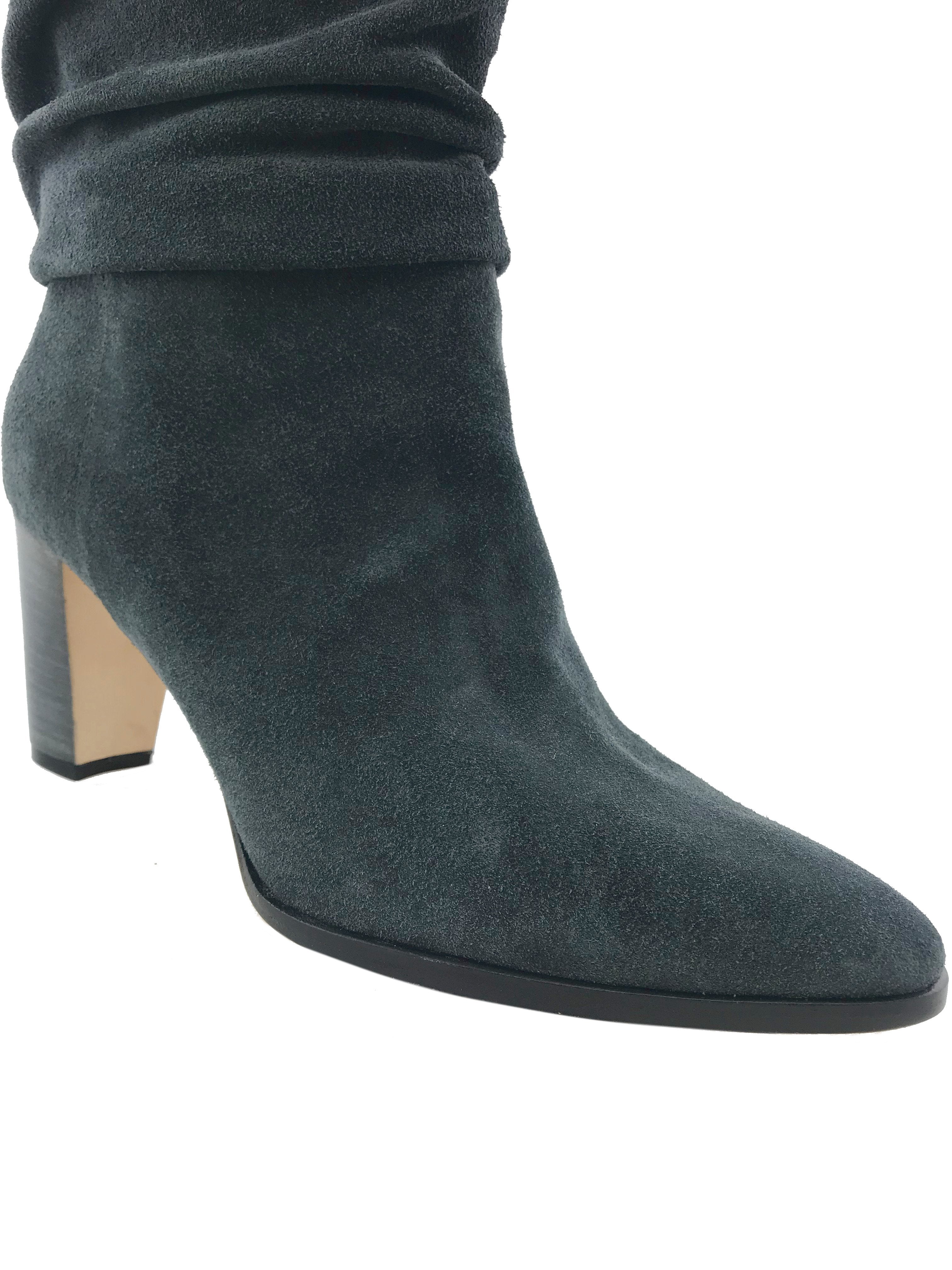 Manolo Blahnik Knight Ruched Suede Boot 9.5