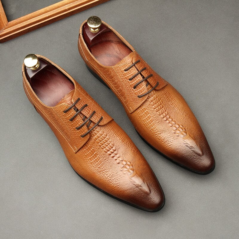 Men's Handmade Wedding Dress Shoes - in Genuine Leather - Oxford Style