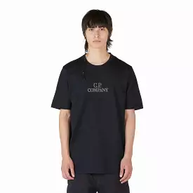 Mercerized Black Logo T-Shirt in 30/2 Twisted Jersey Gauze